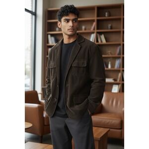 Men's Kenzie Jeans  Corduroy Jacket Dark Brown Size S Y2K 100% Cotton